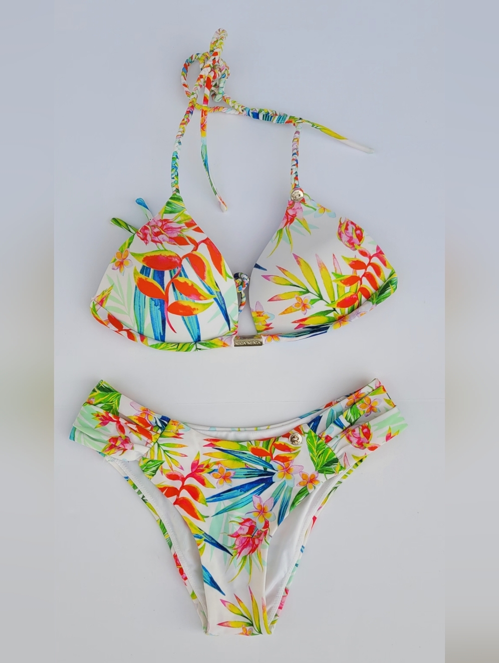 Agua Menta Tropical Floral Bikini Set Size Small Runs Small